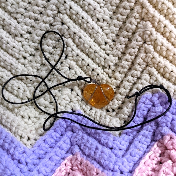 Citrine Crystal Heart Necklace with Amethyst - Picture 4 of 4